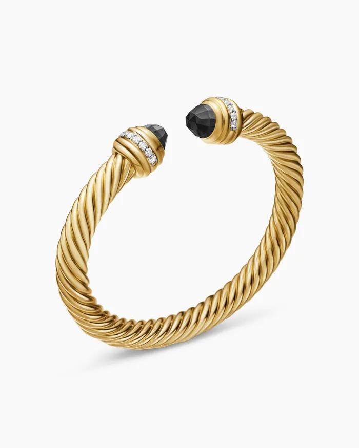 Classic Cablespira Bracelet In 18K Yellow Gold With Diamonds 7mm Women David Yurman Cuff Classic Cablespira Bracelet In 18K Yellow Gold With Diamonds 7mm Women David Yurman Cuff
