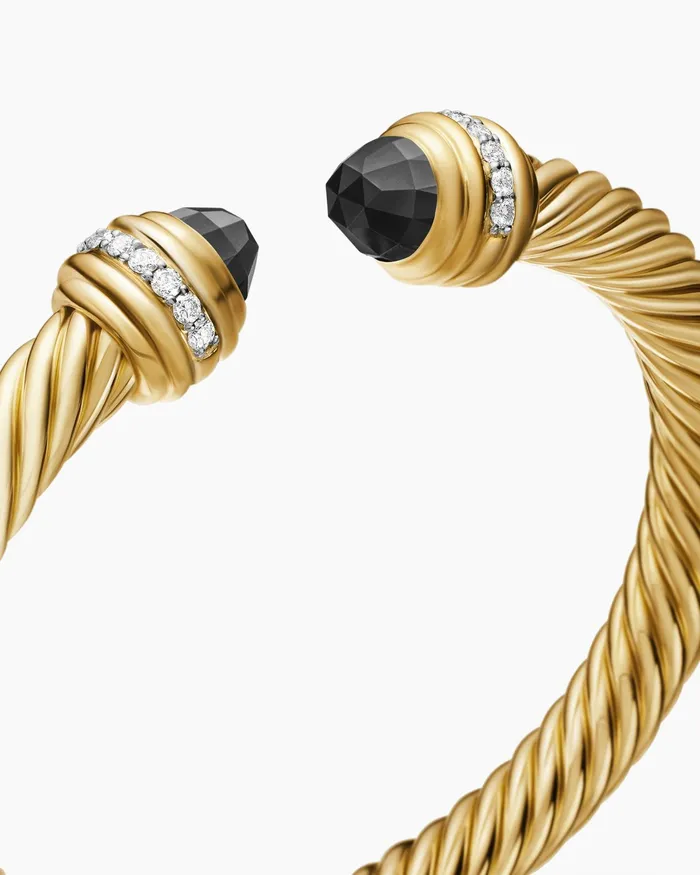 Classic Cablespira Bracelet In 18K Yellow Gold With Diamonds 7mm Women David Yurman Cuff Classic Cablespira Bracelet In 18K Yellow Gold With Diamonds 7mm Women David Yurman Cuff
