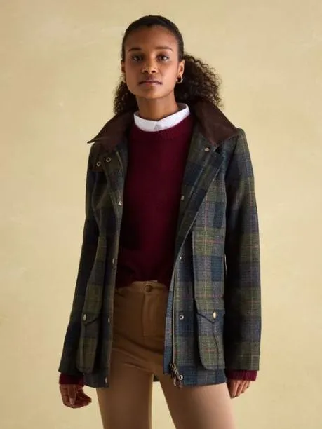 Coats and Jackets Women Joules NavyKhaki Tweed Jacket