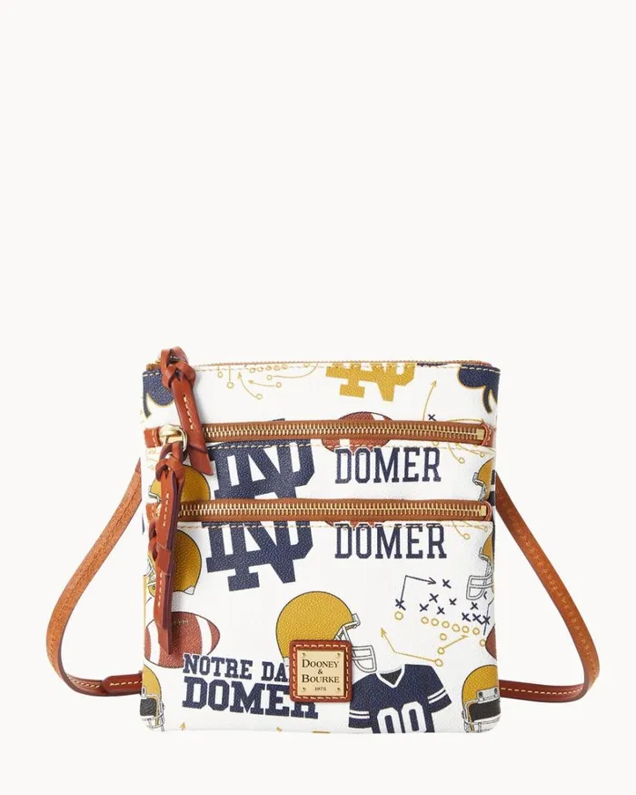Collegiate University Of Notre Dame North South Triple Zip Crossbody Notre Dame Women Dooney and Bourke Crossbodies Collegiate University Of Notre Dame North South Triple Zip Crossbody Notre Dame Women Dooney and Bourke Crossbodies