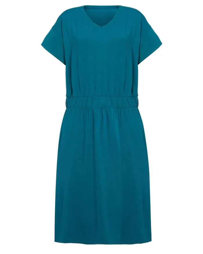 Cotton Traders Dresses Sunrise Elasticated Waist Jersey Midi Dress 8211 Dark Aqua 8211 Women