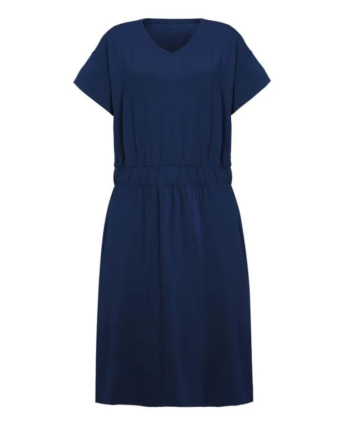 Cotton Traders Dresses Sunrise Elasticated Waist Jersey Midi Dress 8211 Dark Aqua 8211 Women