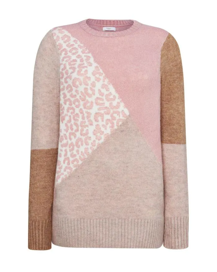 Cotton Traders Knitwear Animal Colour Block Jumper 8211 Women