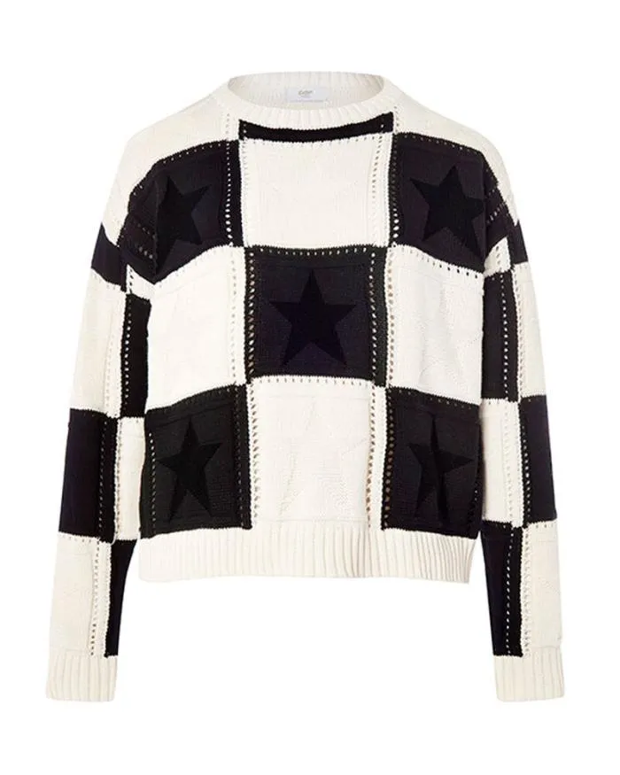 Cotton Traders Knitwear Checkerboard Patchwork Jumper 8211 Women