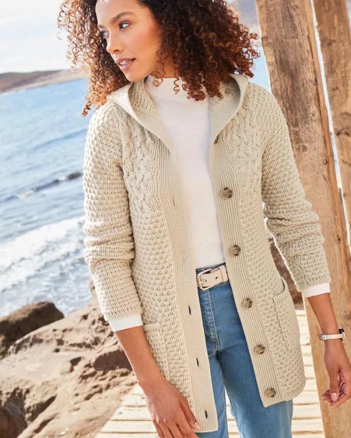 Cotton Traders Knitwear Longline Hooded Cardigan 8211 Women