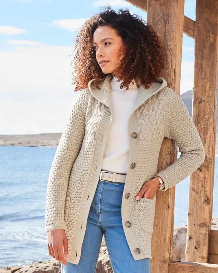 Cotton Traders Knitwear Longline Hooded Cardigan 8211 Women