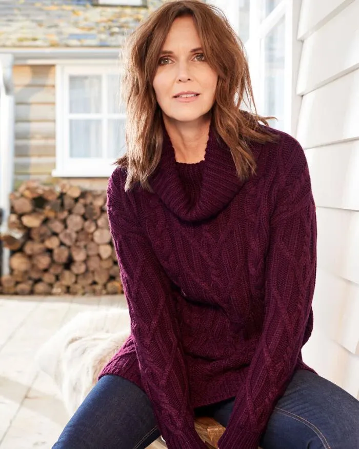Cotton Traders Knitwear Rosie Cable Roll Neck Jumper 8211 Women