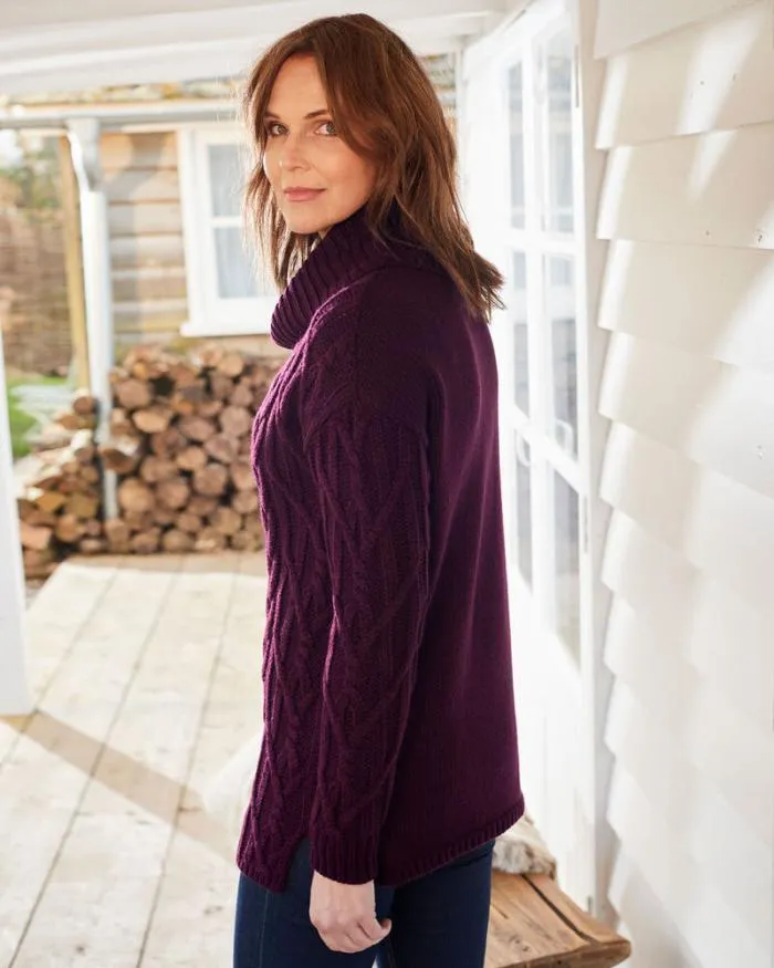 Cotton Traders Knitwear Rosie Cable Roll Neck Jumper 8211 Women