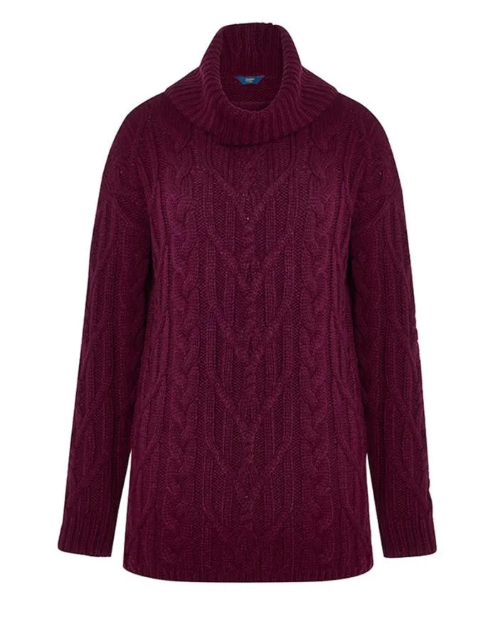 Cotton Traders Knitwear Rosie Cable Roll Neck Jumper 8211 Women