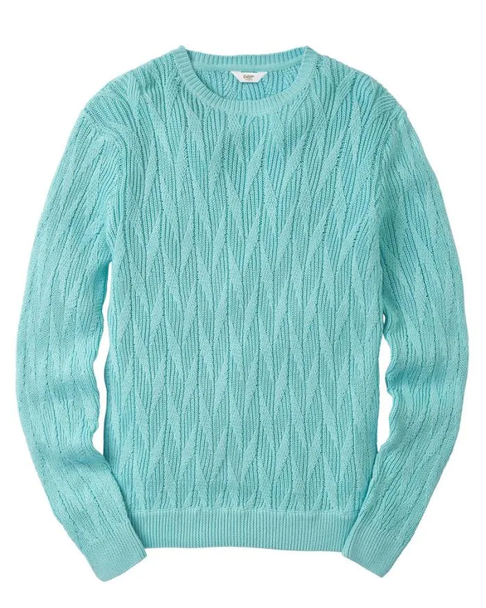 Cotton Traders Knitwear Textured Knit Crew Neck Jumper 8211 WomenMenUnisex