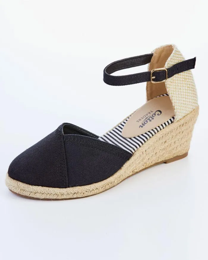 Cotton Traders Sandals Espadrille Closed Back Wedge Sandals 8211 Women