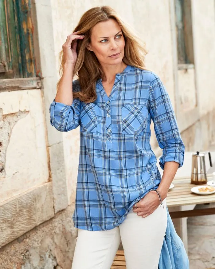 Cotton Traders Shirts and Blouses Cotton Check Long Sleeve Blouse 8211 Women