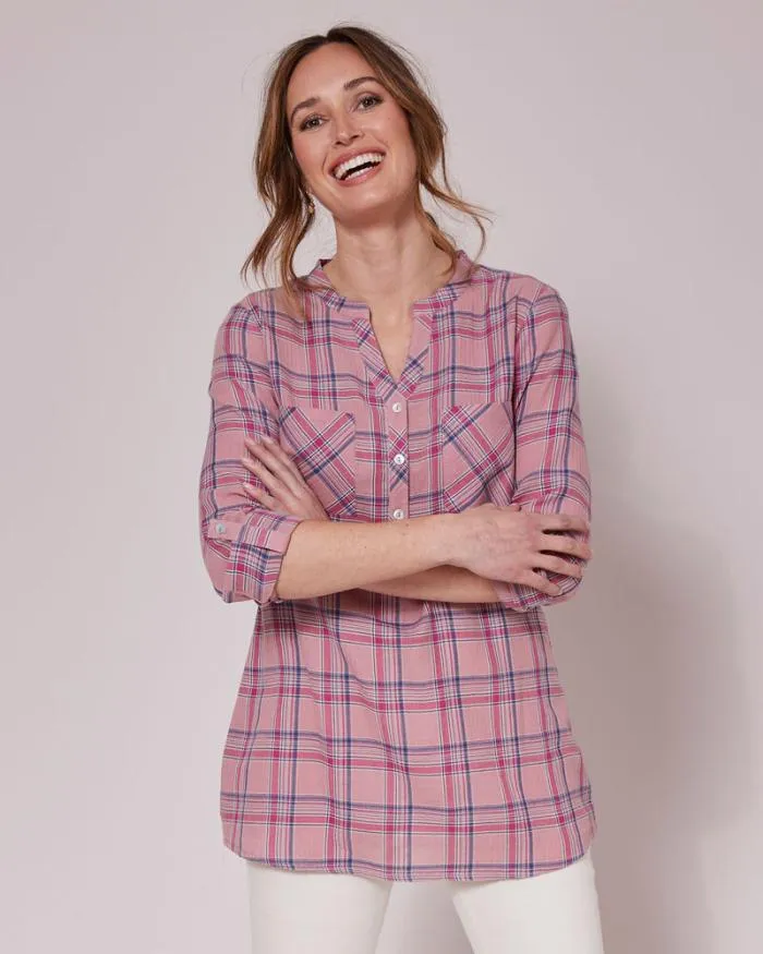 Cotton Traders Shirts and Blouses Cotton Check Long Sleeve Blouse 8211 Women