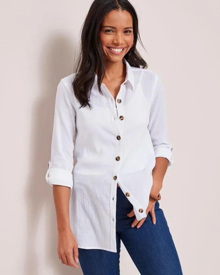 Cotton Traders Shirts and Blouses Longline Cotton Shirt 8211 Women