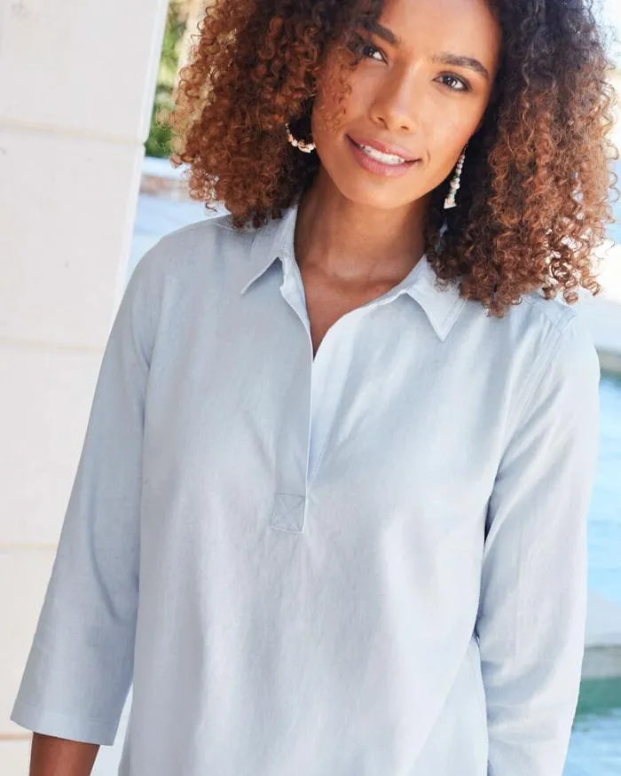 Cotton Traders Shirts and Blouses Palma Sleeve LinenBlend Overshirt 8211 Women