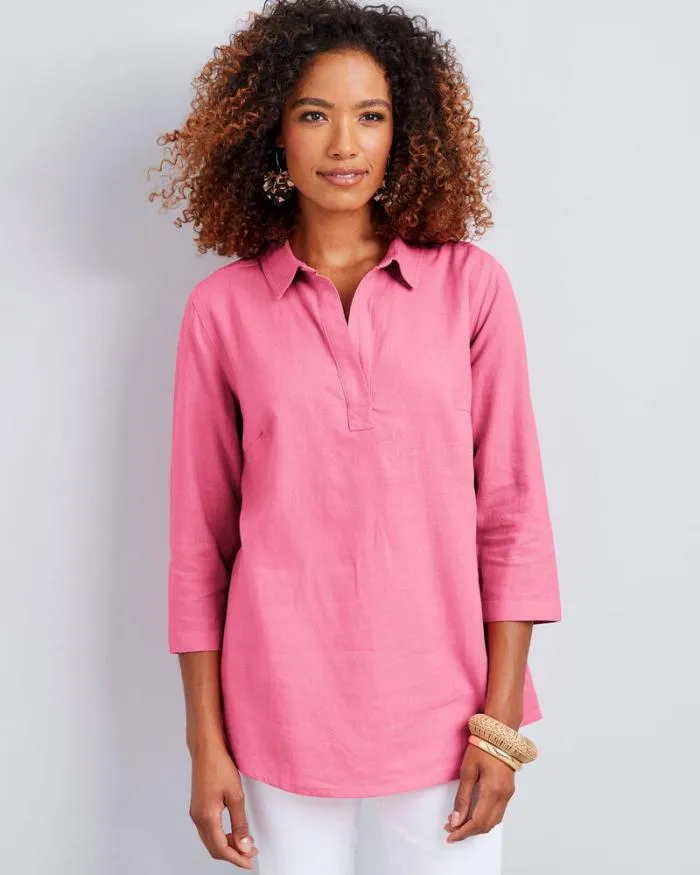 Cotton Traders Shirts and Blouses Palma Sleeve LinenBlend Overshirt 8211 Women