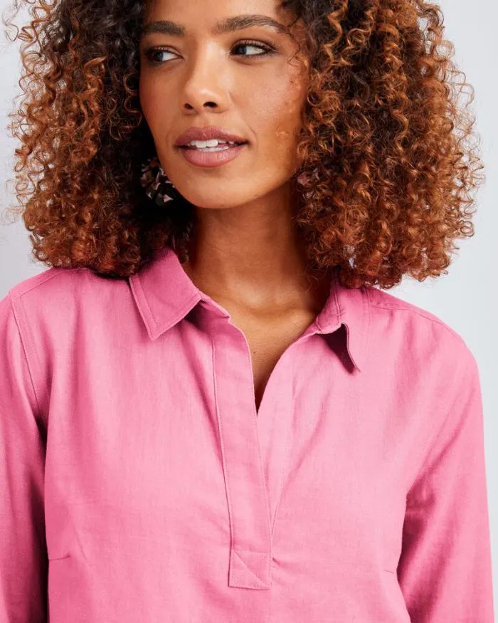 Cotton Traders Shirts and Blouses Palma Sleeve LinenBlend Overshirt 8211 Women