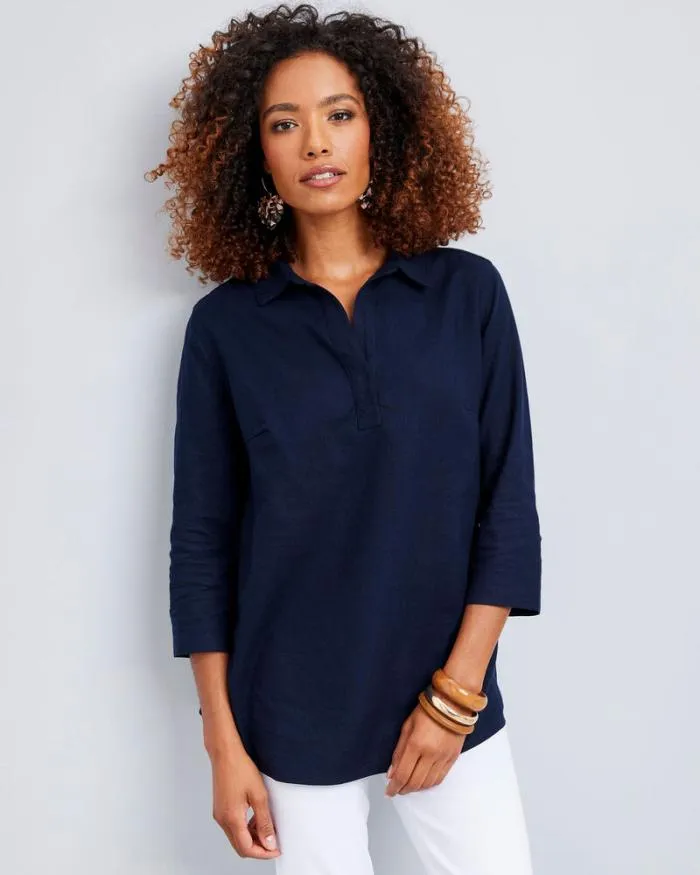 Cotton Traders Shirts and Blouses Palma Sleeve LinenBlend Overshirt 8211 Women