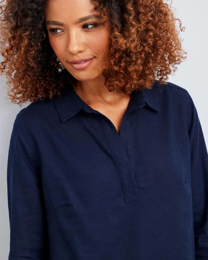 Cotton Traders Shirts and Blouses Palma Sleeve LinenBlend Overshirt 8211 Women