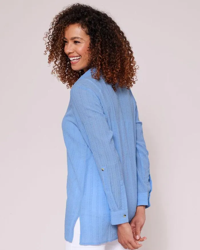 Cotton Traders Shirts and Blouses Seersucker Long Sleeve Shirt 8211 Women