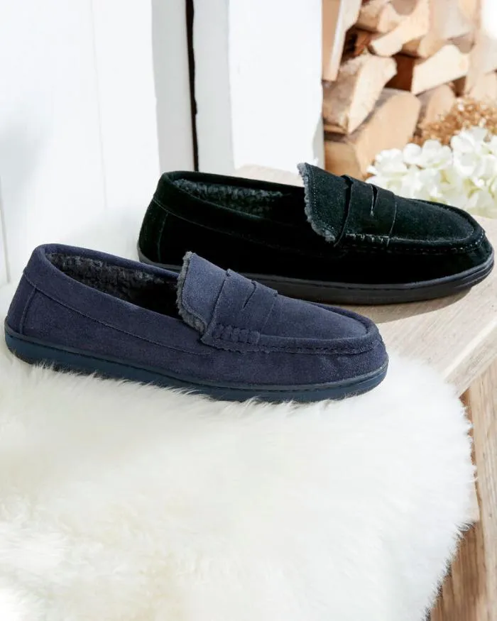 Cotton Traders Slippers Suede Memory Foam SherpaLined Moccasin Slippers 8211 Men