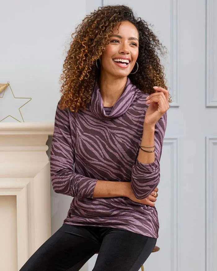 Cotton Traders Tops and TShirts Long Sleeve Cowl Neck Print Jersey Top 8211 Women