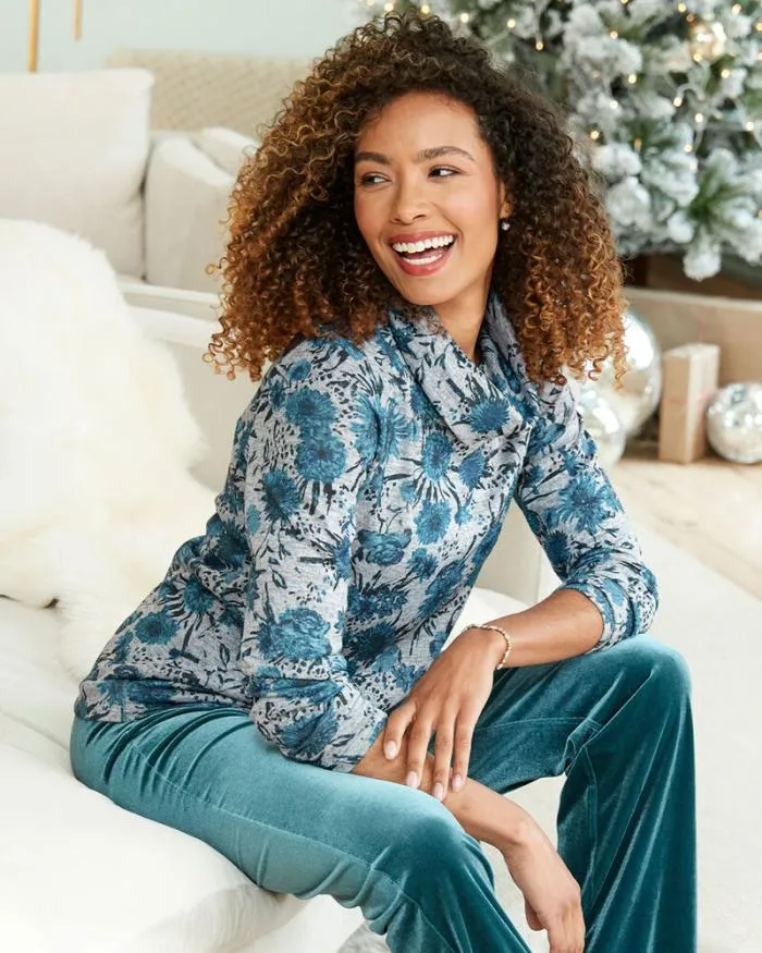 Cotton Traders Tops and TShirts Long Sleeve Cowl Neck Print Jersey Top 8211 Women
