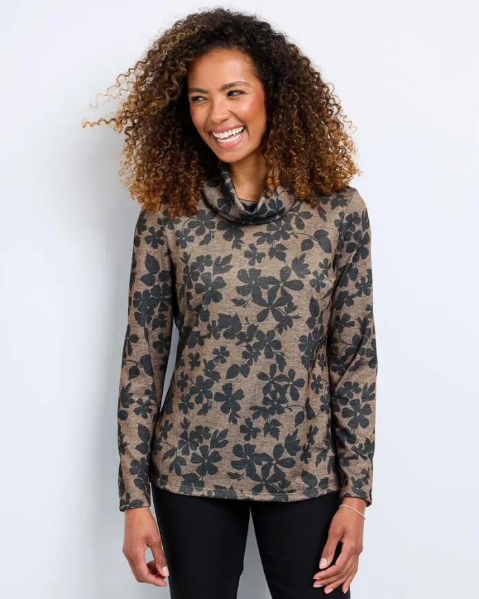 Cotton Traders Tops and TShirts Long Sleeve Cowl Neck Print Jersey Top 8211 Women