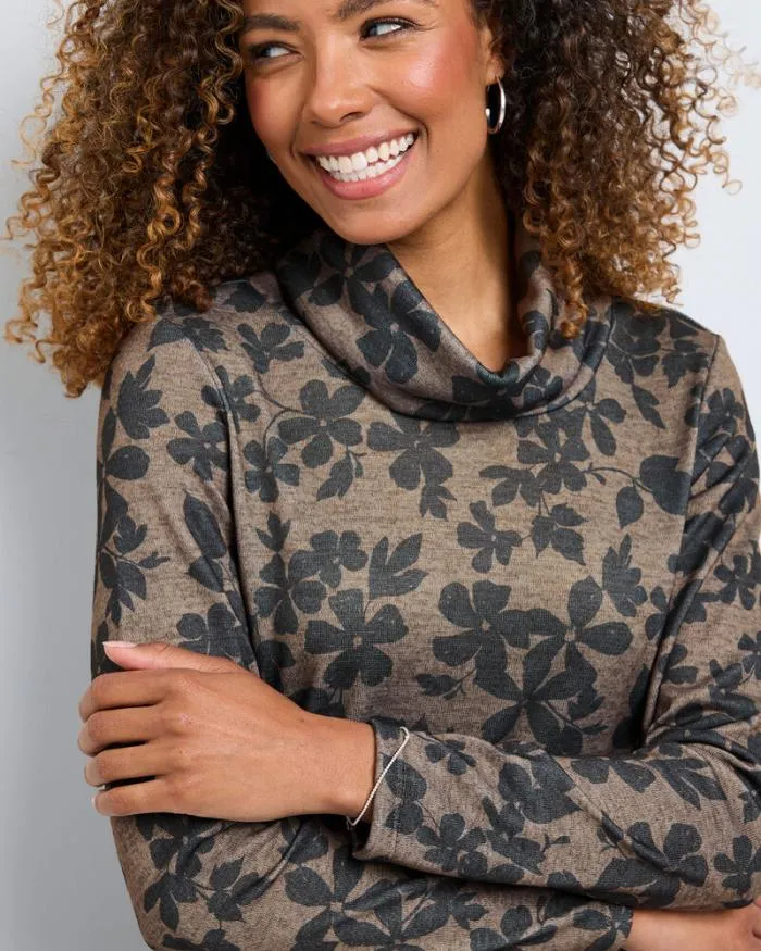 Cotton Traders Tops and TShirts Long Sleeve Cowl Neck Print Jersey Top 8211 Women