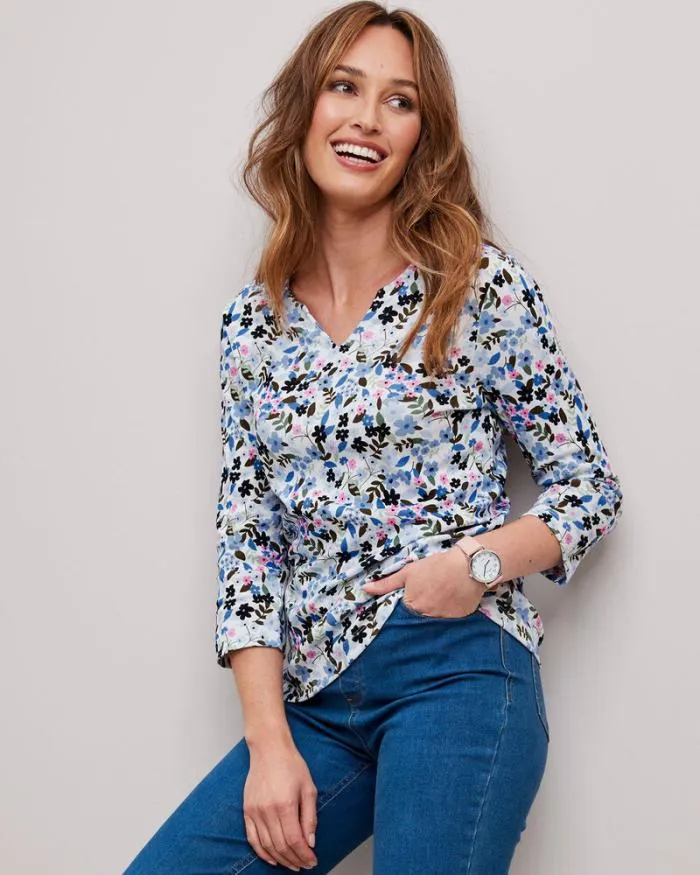 Cotton Traders Tops and TShirts Nora Sleeve Notch Neck Jersey Top 8211 Women