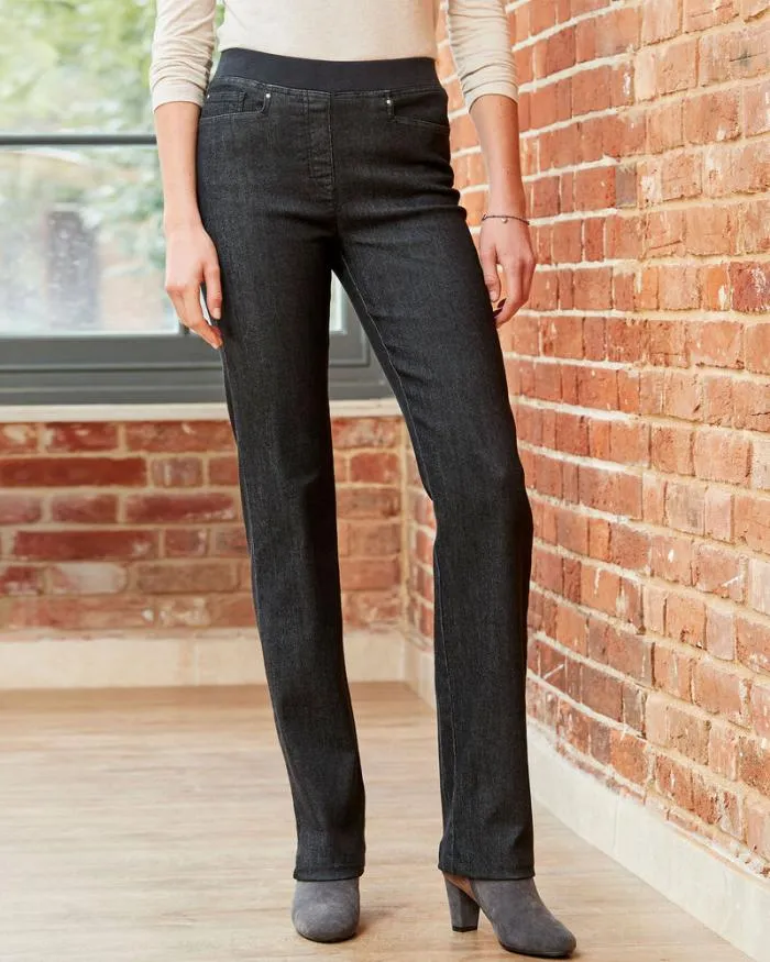 Cotton Traders Trousers Premium PullOn Denim StraightLeg Jeans 8211 Women