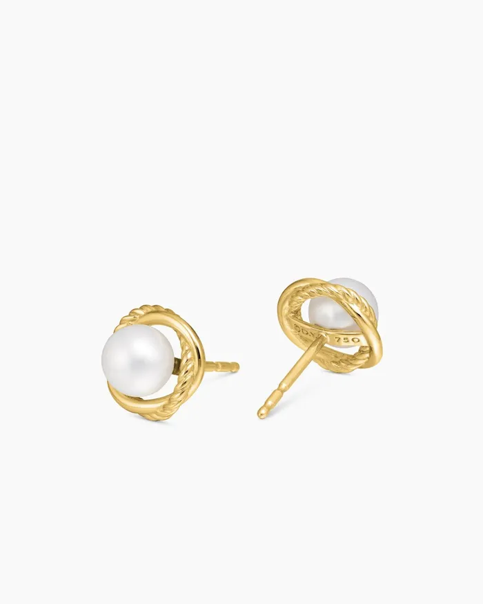 Crossover Infinity Pearl Stud Earrings In 18K Yellow Gold With Pearls 10mm Women David Yurman Stud Crossover Infinity Pearl Stud Earrings In 18K Yellow Gold With Pearls 10mm Women David Yurman Stud