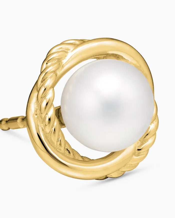 Crossover Infinity Pearl Stud Earrings In 18K Yellow Gold With Pearls 10mm Women David Yurman Stud Crossover Infinity Pearl Stud Earrings In 18K Yellow Gold With Pearls 10mm Women David Yurman Stud