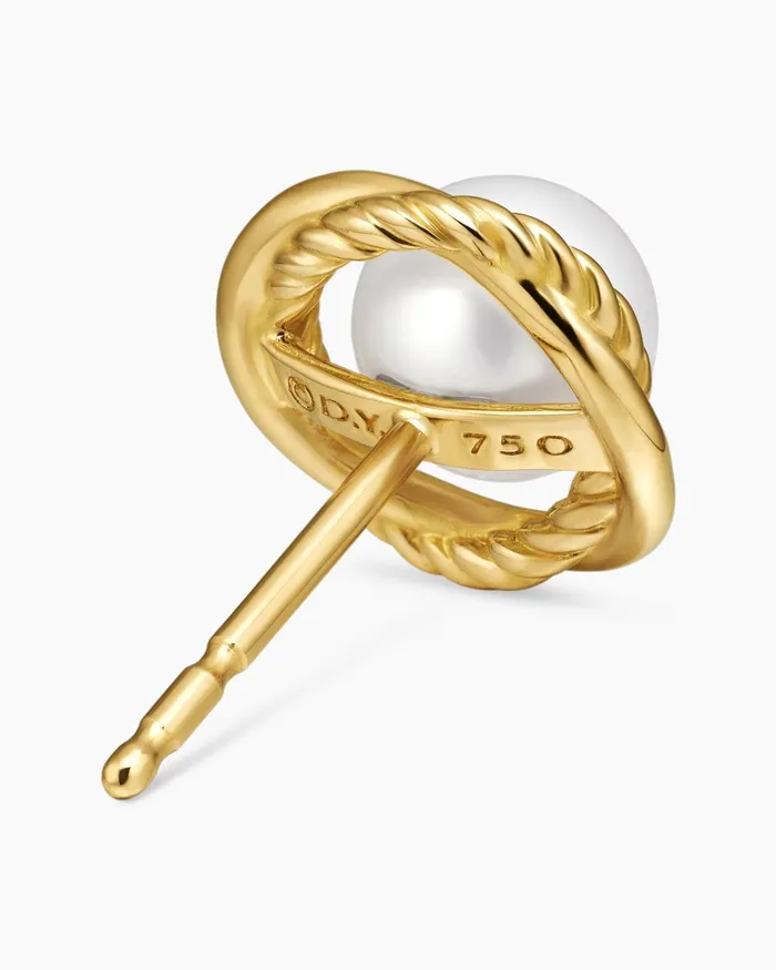 Crossover Infinity Pearl Stud Earrings In 18K Yellow Gold With Pearls 10mm Women David Yurman Stud Crossover Infinity Pearl Stud Earrings In 18K Yellow Gold With Pearls 10mm Women David Yurman Stud