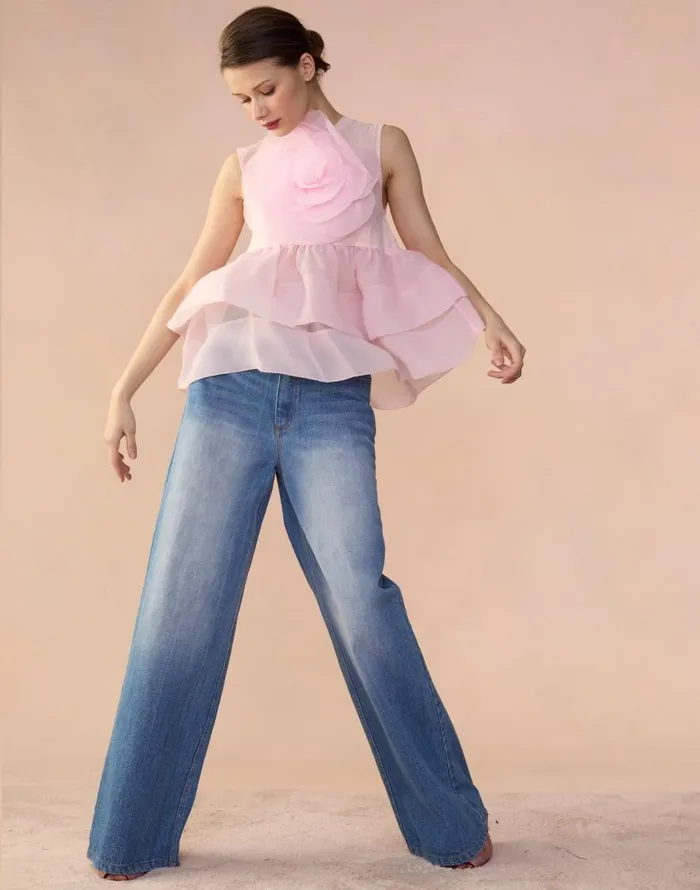 Cynthia Rowley Chloe Organza Flower Top Women Tops Cynthia Rowley Chloe Organza Flower Top Women Tops
