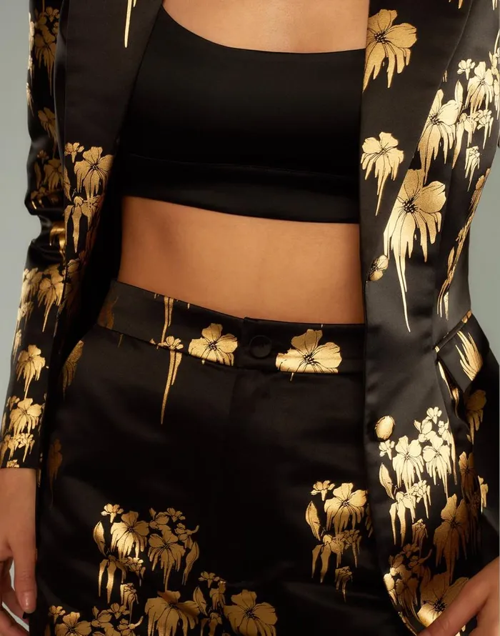 Cynthia Rowley Dripping In Gold Pants Women Bottoms