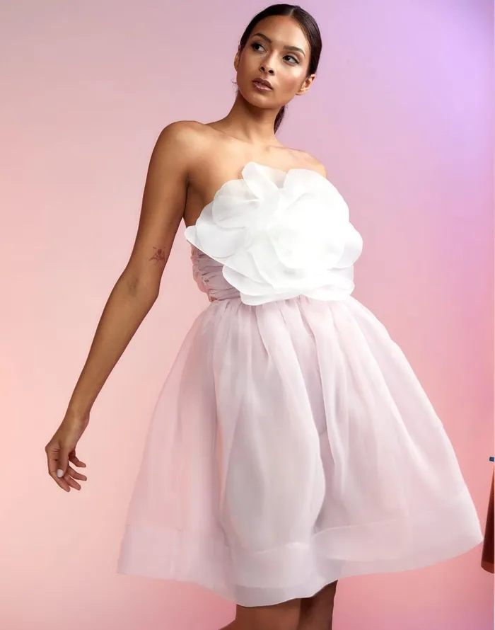 Cynthia Rowley Organza Flower Strapless Dress Women Dresses Cynthia Rowley Organza Flower Strapless Dress Women Dresses