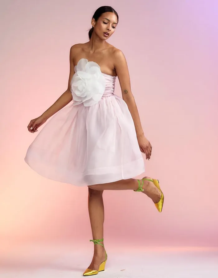 Cynthia Rowley Organza Flower Strapless Dress Women Dresses Cynthia Rowley Organza Flower Strapless Dress Women Dresses