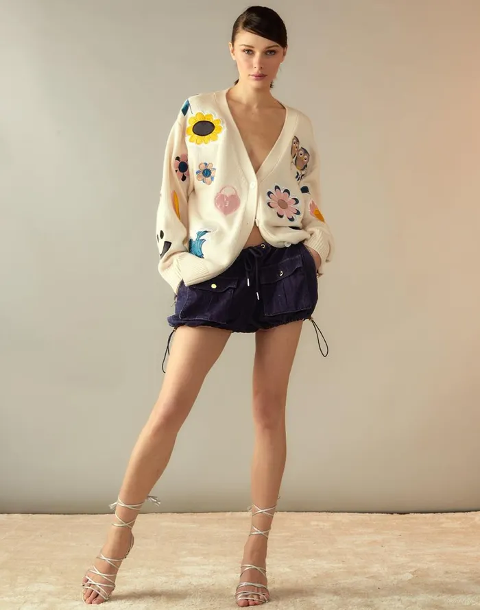 Cynthia Rowley Playful Patchwork Cardigan Women Tops Cynthia Rowley Playful Patchwork Cardigan Women Tops
