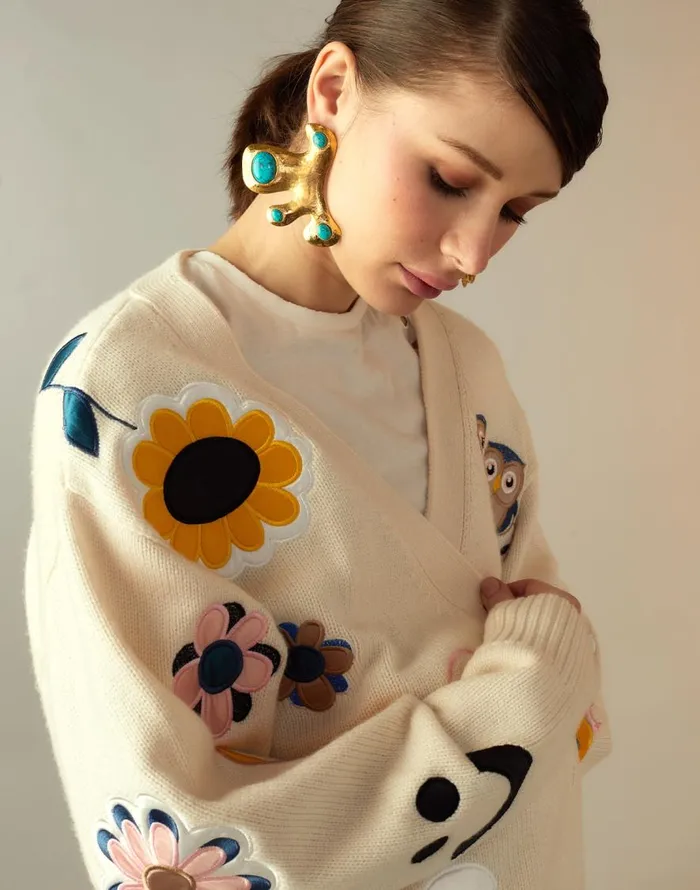 Cynthia Rowley Playful Patchwork Cardigan Women Tops Cynthia Rowley Playful Patchwork Cardigan Women Tops