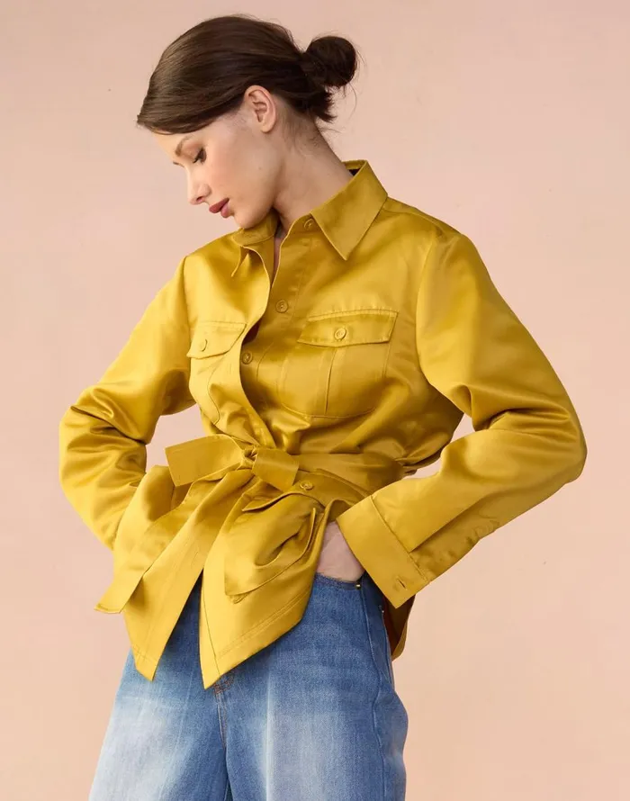 Cynthia Rowley Satin Safari Jacket Women Tops Cynthia Rowley Satin Safari Jacket Women Tops
