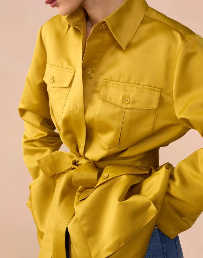 Cynthia Rowley Satin Safari Jacket Women Tops Cynthia Rowley Satin Safari Jacket Women Tops