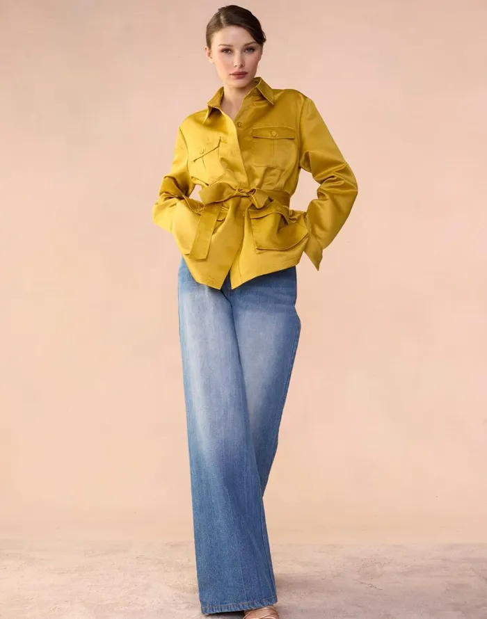 Cynthia Rowley Satin Safari Jacket Women Tops Cynthia Rowley Satin Safari Jacket Women Tops