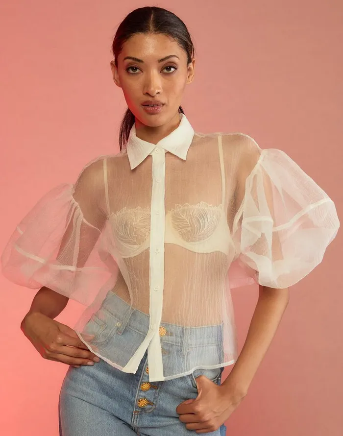 Cynthia Rowley Sheer Bliss Blouse Women Tops Cynthia Rowley Sheer Bliss Blouse Women Tops