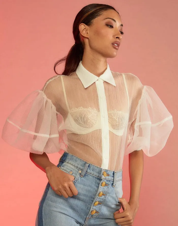 Cynthia Rowley Sheer Bliss Blouse Women Tops Cynthia Rowley Sheer Bliss Blouse Women Tops