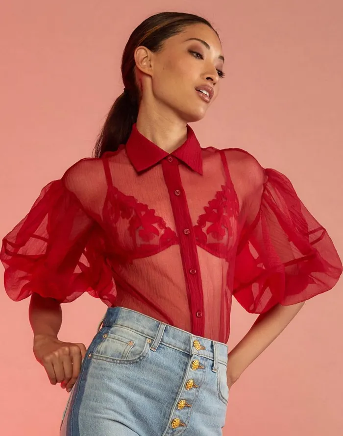 Cynthia Rowley Sheer Bliss Blouse Women Tops Cynthia Rowley Sheer Bliss Blouse Women Tops