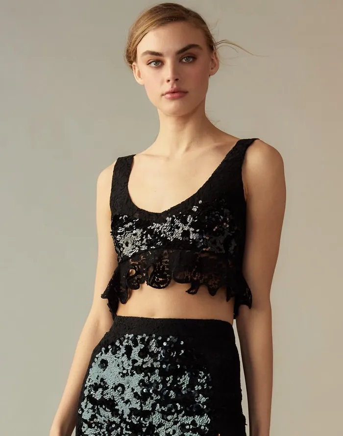Cynthia Rowley The Cosmo Sequin Top Women Tops Cynthia Rowley The Cosmo Sequin Top Women Tops