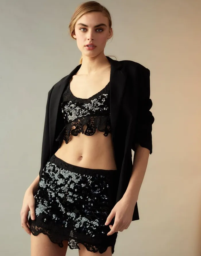 Cynthia Rowley The Cosmo Sequin Top Women Tops Cynthia Rowley The Cosmo Sequin Top Women Tops