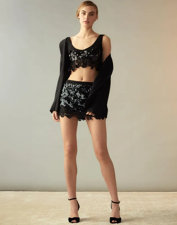 Cynthia Rowley The Cosmo Sequin Top Women Tops Cynthia Rowley The Cosmo Sequin Top Women Tops