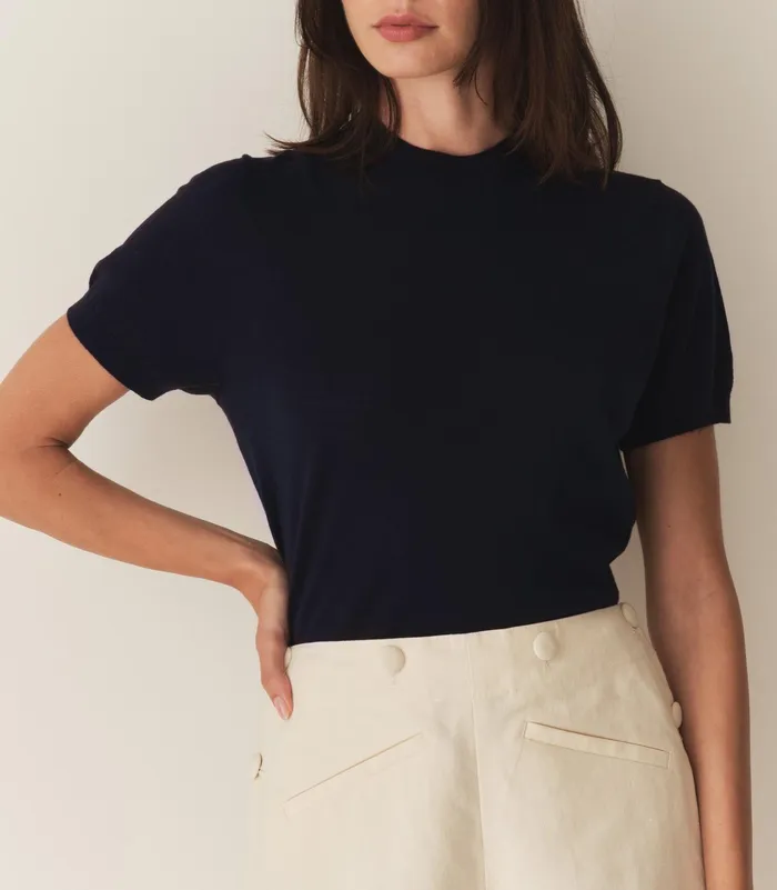DEN Tees Women Colombe Knit Top Deep Navy